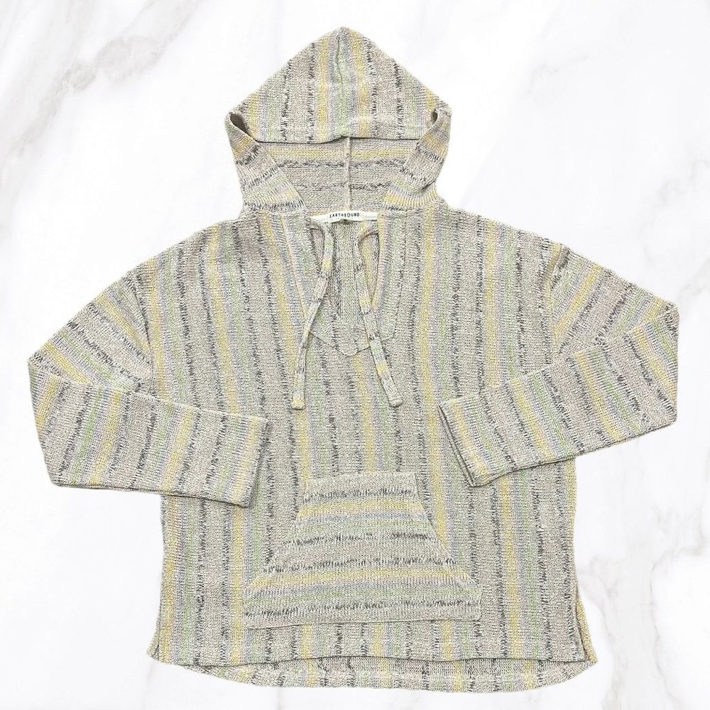 Earthbound Trading Co Women's Multicolor Striped Baja Hoodie, Size M
